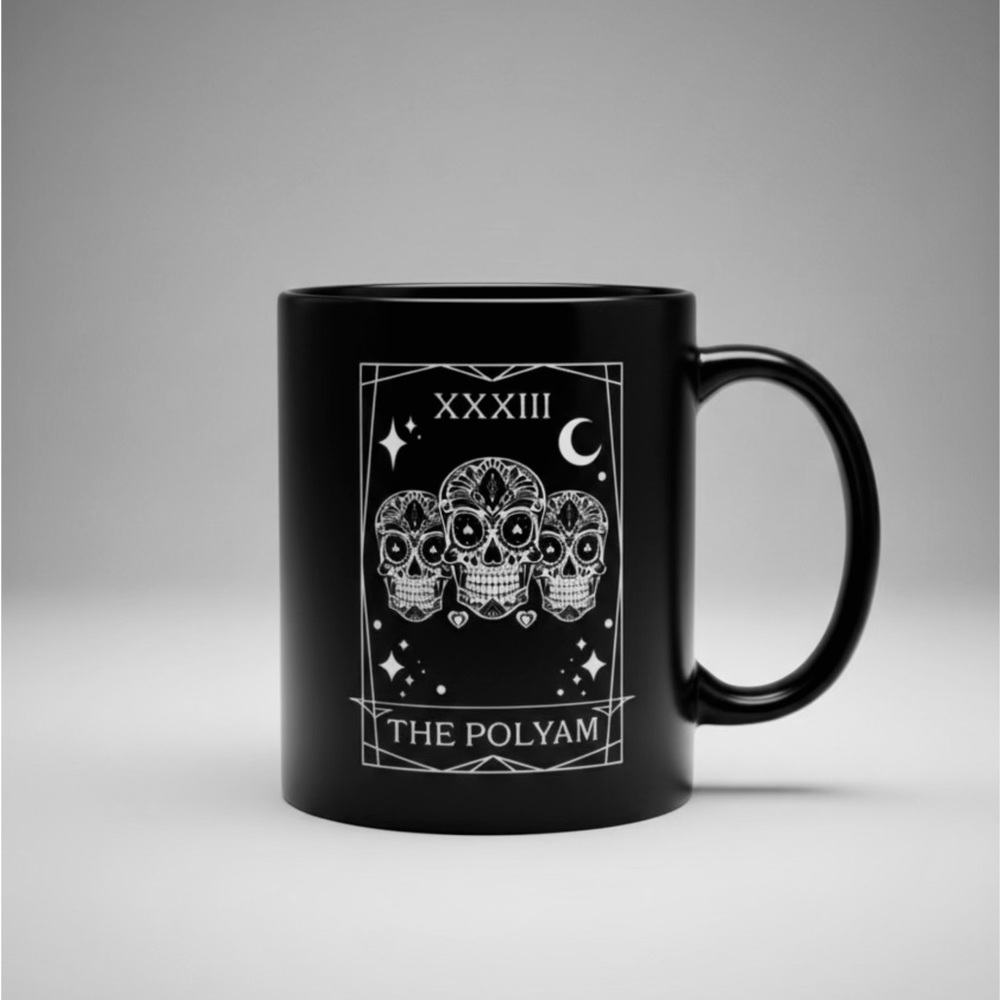 🧚🏻‍♀️Polyamory Tarot Coffee Mug Gothic Skull Design Mug and Stickers Pride ☕️